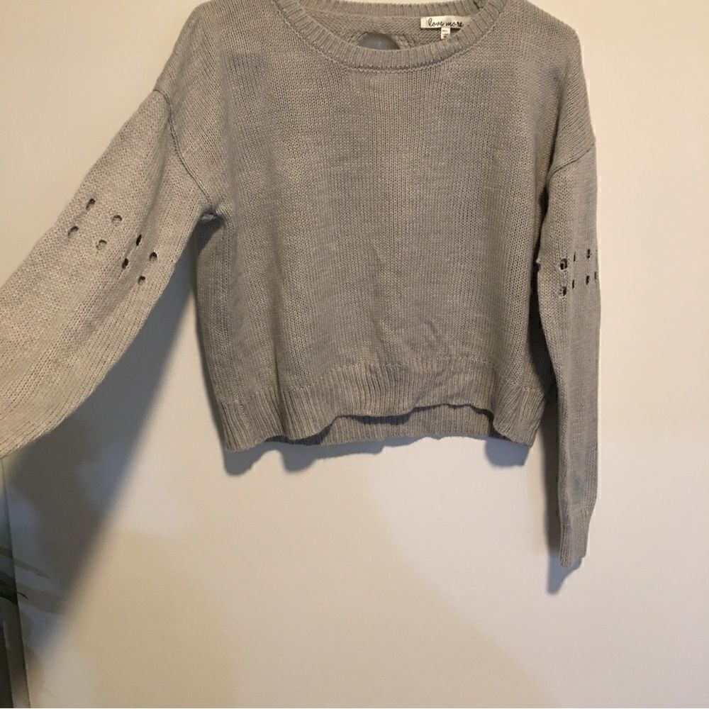 Open Back Cropped Oversized sweater with holes on upper sleeves!‎